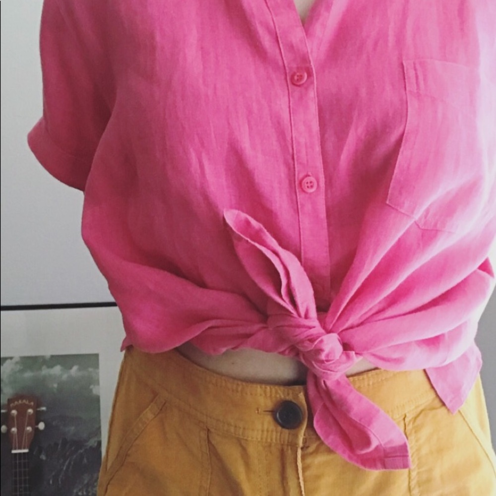 Vintage Lord & Taylor Hot Pink Button Up